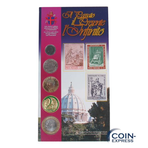 Lire Kursmünzensatz Vatikan 1990-1999 - zum Heiligen Jahr 2000 - mit Briefmarken