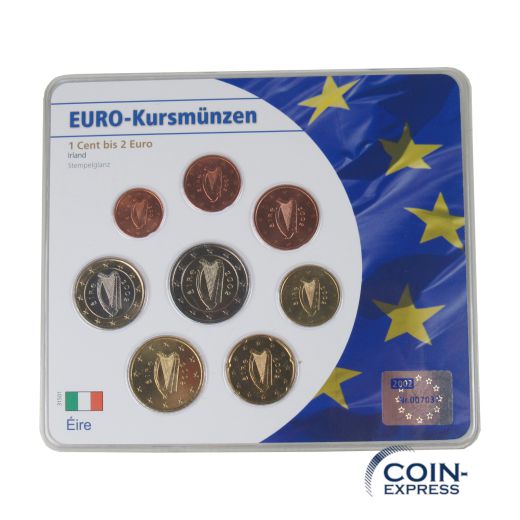Euro Kursmünzensatz Irland 2002 im Folder Euro-Kursmünzen
