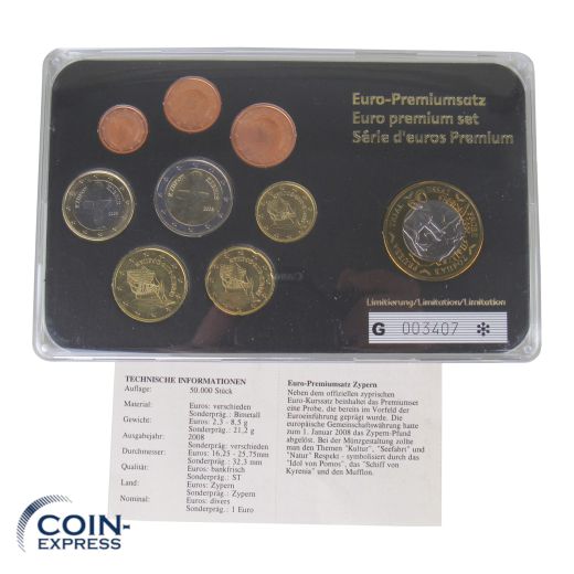 Euro Kursmünzensatz Zypern 2008 - Euro-Premiumsatz