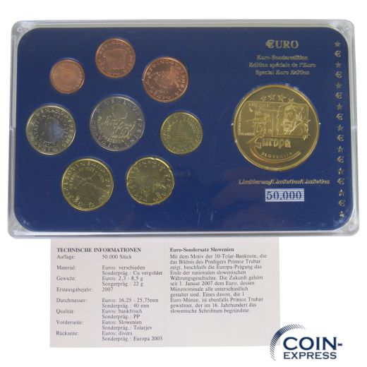 Euro Kursmünzensatz Slowenien 2007 - Serie: Euro-Sonderedition