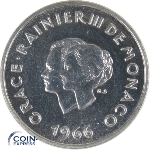 10 Francs Monaco 1966 10. Hochzeitstag Rainer III und Grace Kelly