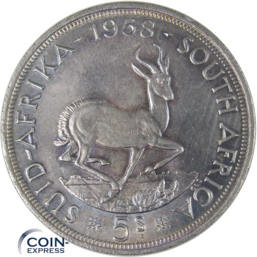 5 Schilling Münze Südafrika 1958 Springbock