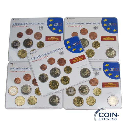 Euro Kursmünzensätze Deutschland 2012 ST ADFGJ