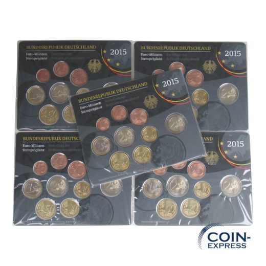 Euro Kursmünzensätze Deutschland 2015 ST ADFGJ