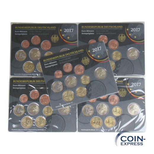 Euro Kursmünzensätze Deutschland 2017 ST ADFGJ