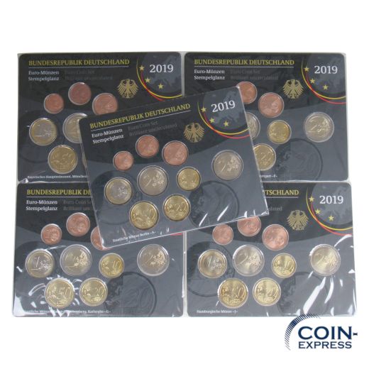 Euro Kursmünzensätze Deutschland 2019 ST ADFGJ