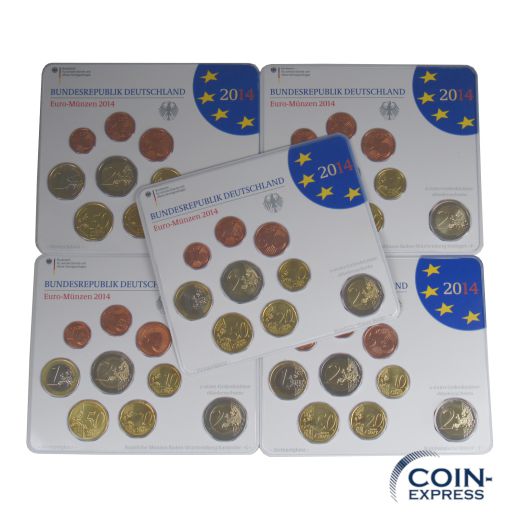 Euro Kursmünzensätze Deutschland 2014 ST ADFGJ