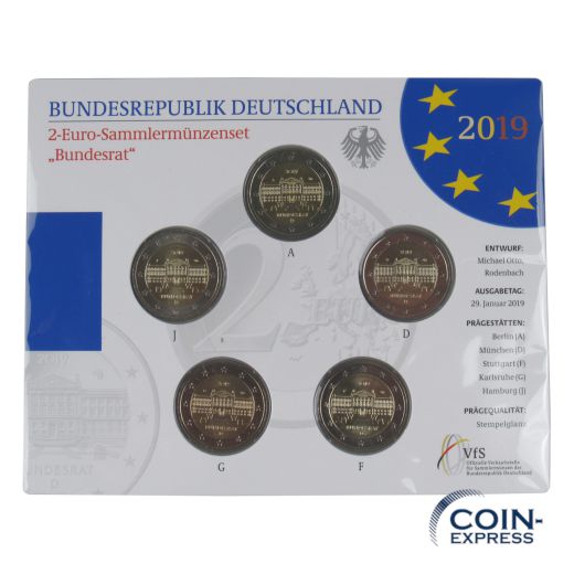 2 Euro Gedenkmünzenset Deutschland 2019 ST - Bundesrat