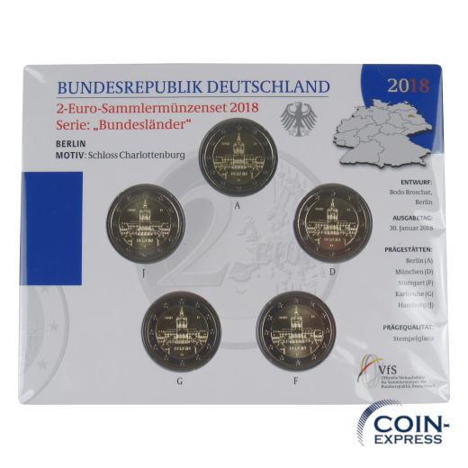2 Euro Gedenkmünzenset Deutschland 2018 ST - Schloss Charlottenburg