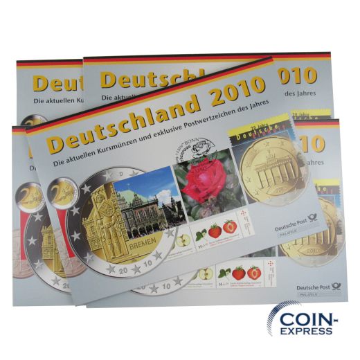 Euro Kursmünzensätze Deutschland 2010 ADFGJ Deutsche Post