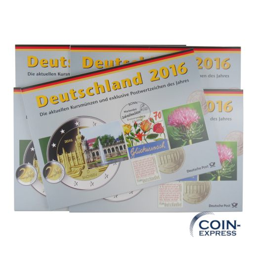 Euro Kursmünzensätze Deutschland 2016 ADFGJ Deutsche Post