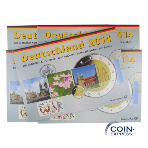 Euro Kursmünzensätze Deutschland 2014 ADFGJ Deutsche Post