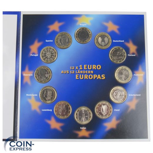 12x 1 Euro aus 12 Ländern Europas
