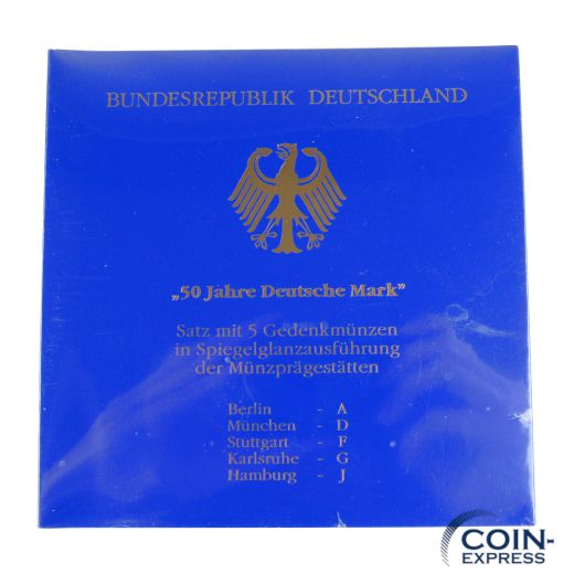 10 DM Gedenkmünzenset Deutschland 1998 - 50 Jahre Deutsche Mark