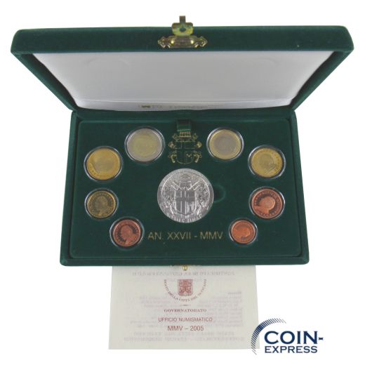Euro Kursmünzensatz Vatikan 2005 PP ohne Umkarton