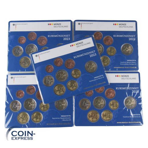 Euro Kursmünzensätze Deutschland 2023 ST ADFGJ