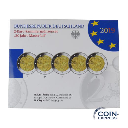 2 Euro Gedenkmünzenset Deutschland 2019 PP - 30 Jahre Mauerfall