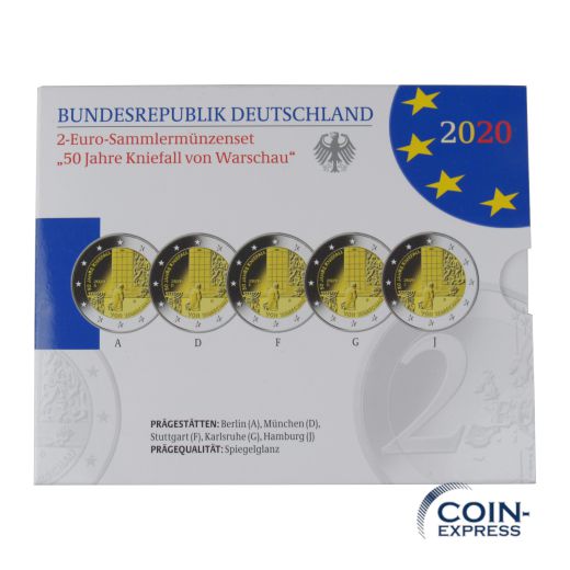 2 Euro Gedenkmünzenset Deutschland 2020 PP - Kniefall von Warschau