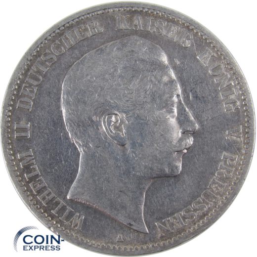 5 Mark Münze Preußen 1904 A Wilhelm II. Silber