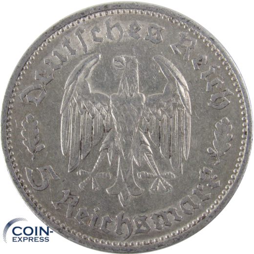 5 Reichsmark 1934 F Friedrich Schiller