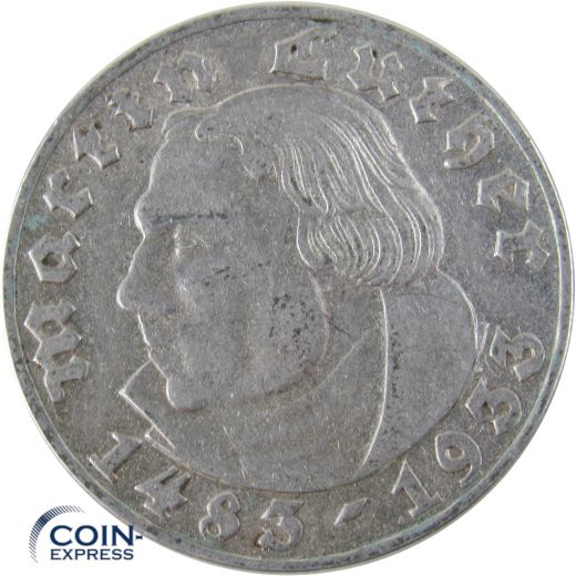 5 Reichsmark 1933 A Martin Luther