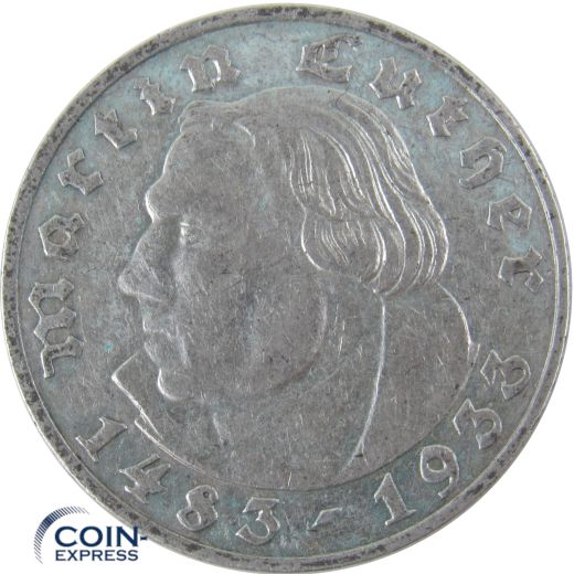 2 Reichsmark 1933 E Martin Luther