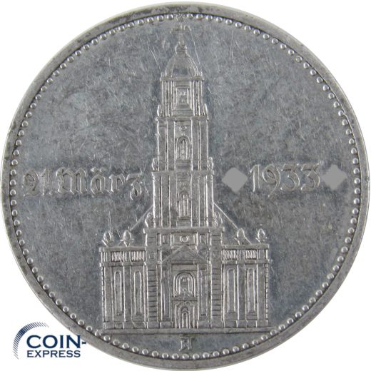 2 Reichsmark Deutsches Reich 1934 A Garnisonskirche mit Datum