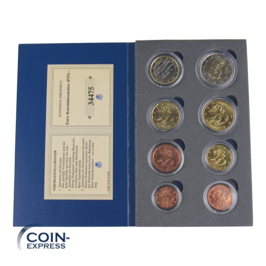 Euro Kursmünzensatz Finnland im blauen Folder gemischte Jahre