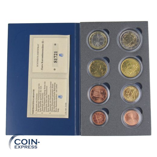 Euro Kursmünzensatz Italien 2002 im blauen Folder