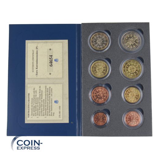 Euro Kursmünzensatz Portugal im blauen Folder gemischte Jahre