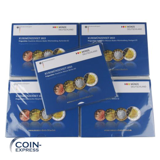 Euro Kursmünzensätze Deutschland 2023 PP ADFGJ