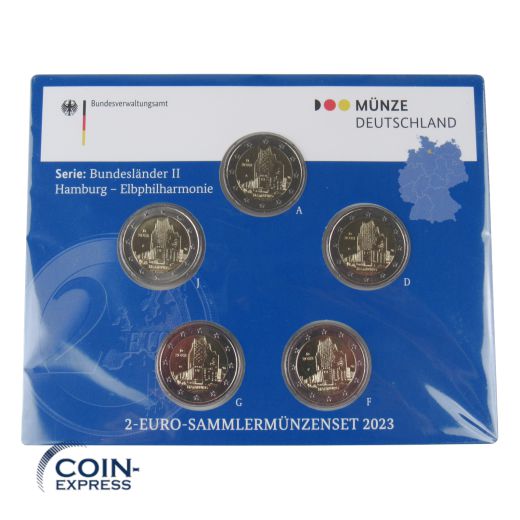 2 Euro Gedenkmünzenset Deutschland 2023 ST - Elbphilharmonie