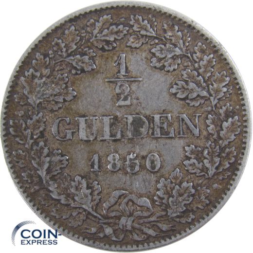 1/2 Gulden Württemberg 1850 Wilhelm I.