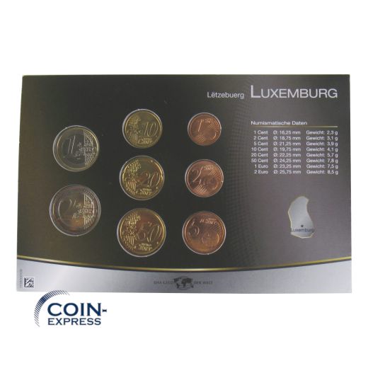 Euro Kursmünzensatz Luxemburg im brauen Folder