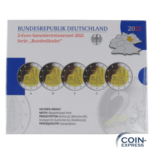 2 Euro Gedenkmünzenset Deutschland 2021 PP - Magdeburger Dom
