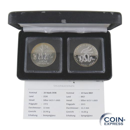 20 Mark DDR 1972 und 10 Euro Deutschland 2015 Lucas Cranach