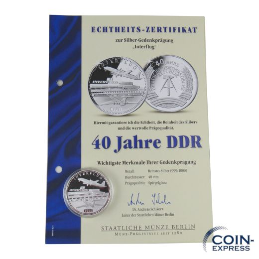 Medaille 40 Jahre DDR - Interflug