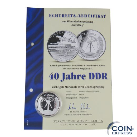 Medaille 40 Jahre DDR - Interflug
