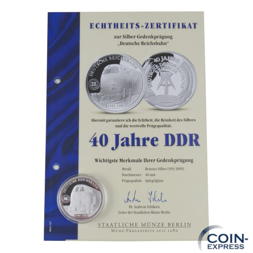 Medaille 40 Jahre DDR - Deutsche Reichsbahn