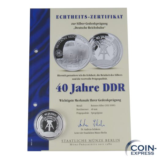 Medaille 40 Jahre DDR - Deutsche Reichsbahn
