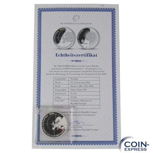 8 Euro Gedenkmünze Portugal 2004 PP EU-Erweiterung