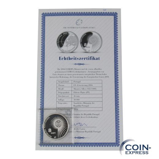 8 Euro Gedenkmünze Portugal 2004 PP EU-Erweiterung