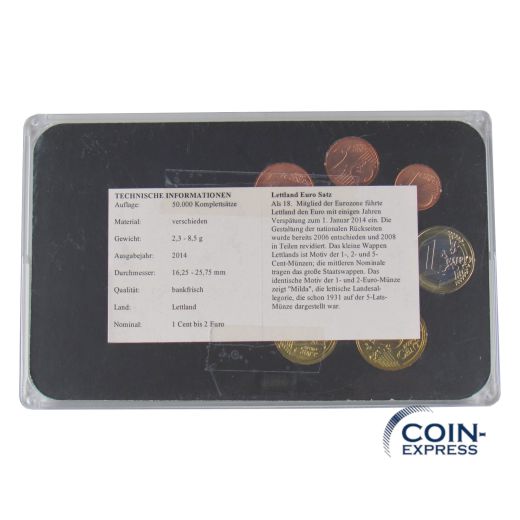 Euro Kursmünzensatz Lettland 2014