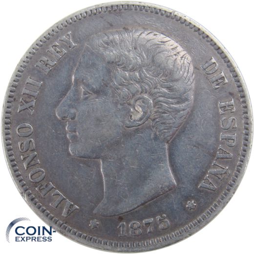 5 Pesetas Spanien 1875 Alfonso XII