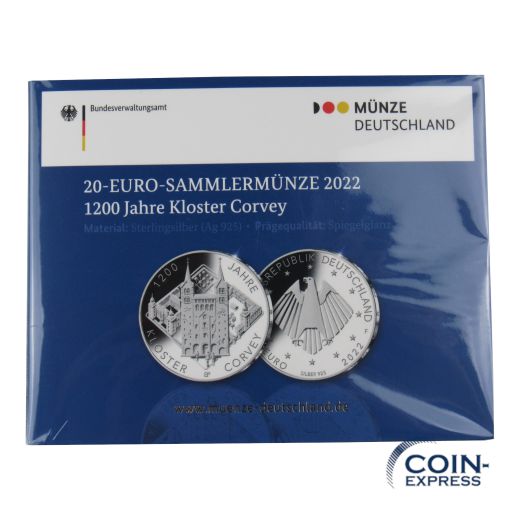 20 Euro Deutschland 2022 1200 Jahre Kloster Corvey - Spiegelglanz