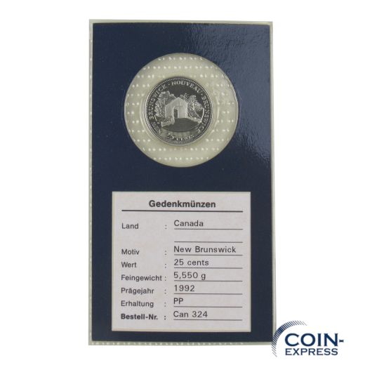 25 Cent Gedenkmünze Kanada 1992 - New Brunswick