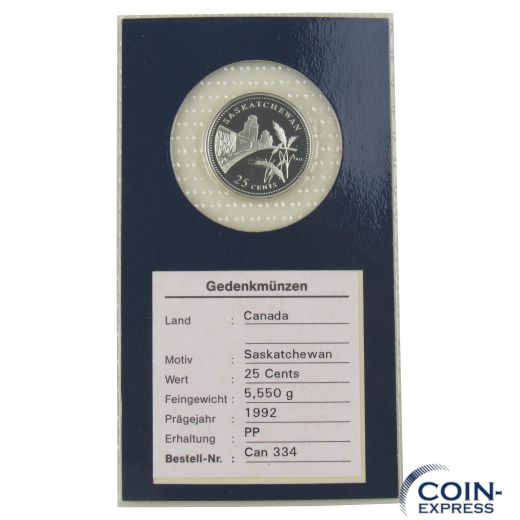 25 Cent Gedenkmünze Kanada 1992 - Saskatchewan