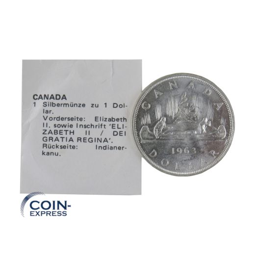 1 Dollar Münze Kanada 1963 - Indianer Kanu