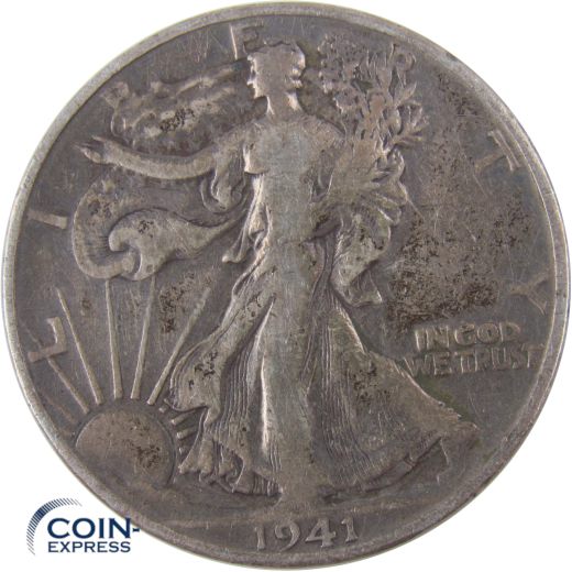 Half Dollar Münze USA 1941 D Walking Liberty