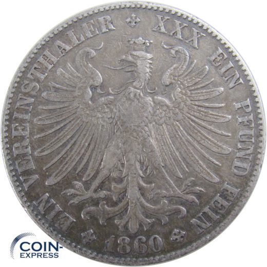 1 Vereinstaler Freie Stadt Frankfurt 1860